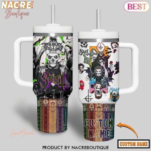 Personalized Ghost Tumbler With Handle And Straw