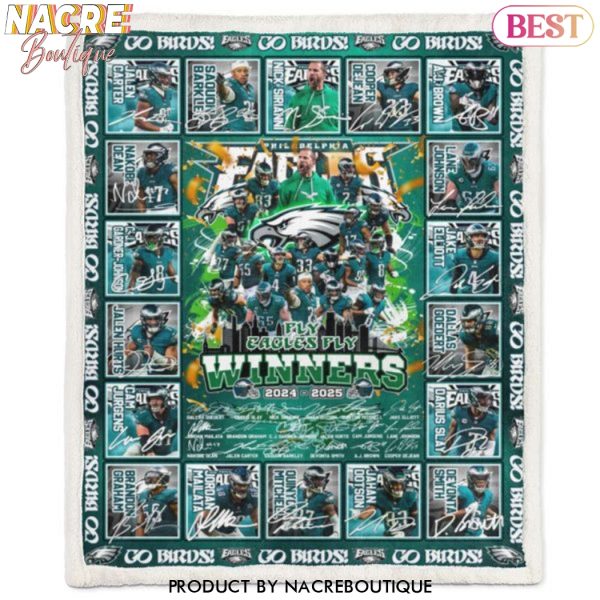 Philadelphia Eagles Fly Eagles Fly Winner 2024-2025 Signature Blanket