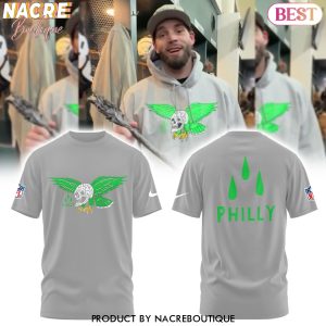 Philadelphia Eagles Skull Design 3D T-Shirt – Grey