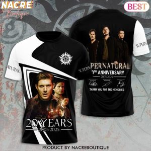 Supernatural 20 Years 2005-2025 Signature Thank You For The Memories 3D T-Shirt