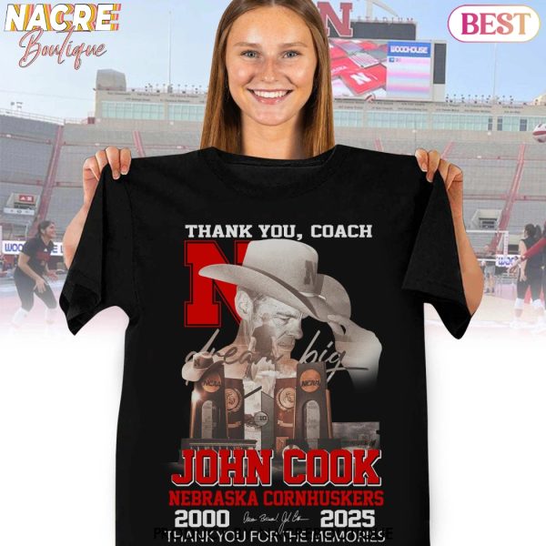 Thank You Coach John Cook Nebraska Cornhuskers 2000-2025 Signature Thank You For The Memories Unisex T-Shirt