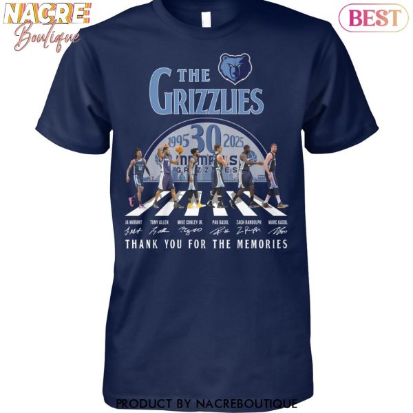 The Memphis Grizzlies 1995-2025 Signature Thank You For The Memories Unisex T-Shirt