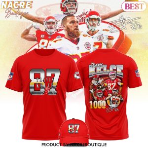 Travis Kelce Kansas City Chiefs 1000 Career Receptions Signature 3D T-Shirt